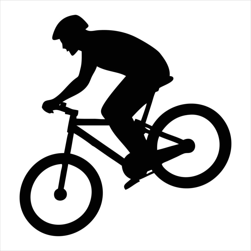 silhouette of a person riding a bike icon vector
