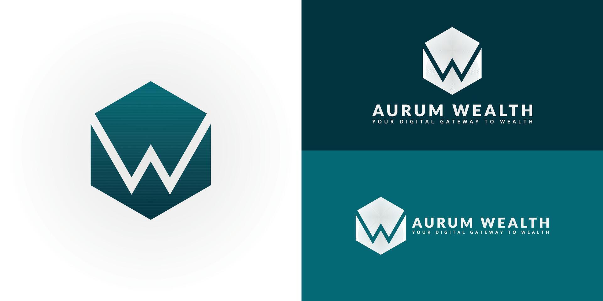 The dynamic logo design features the initials AW elegantly intertwined within a geometric framework. The logo is ideal for companies operating in areas such as digital payments, blockchain technology vector