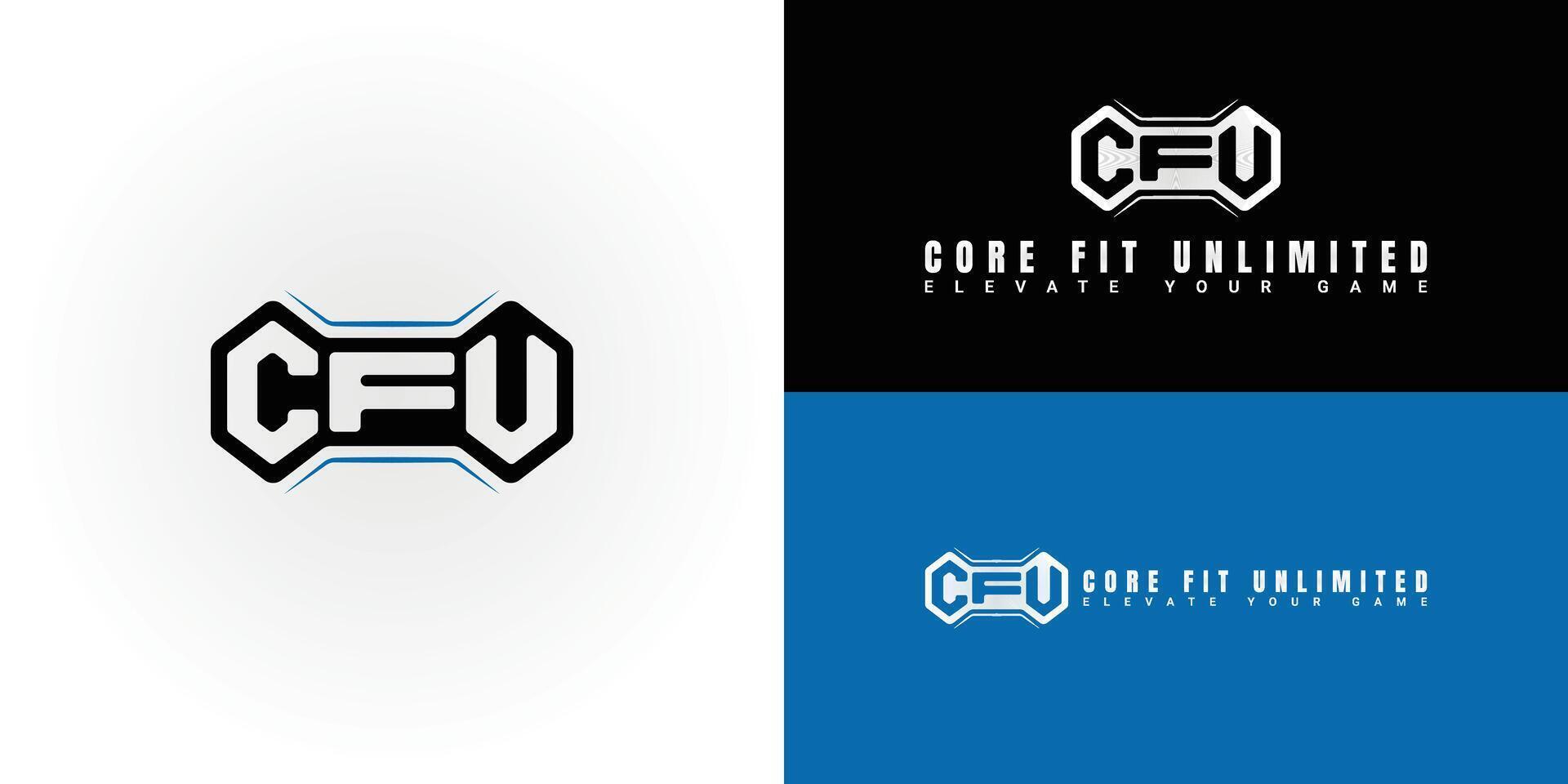 The dynamic logo design features the initials CFU integrated into a bold and geometric form. The logo is ideal for fitness centers, gyms, sports teams, and brands specializing in sports performance. vector