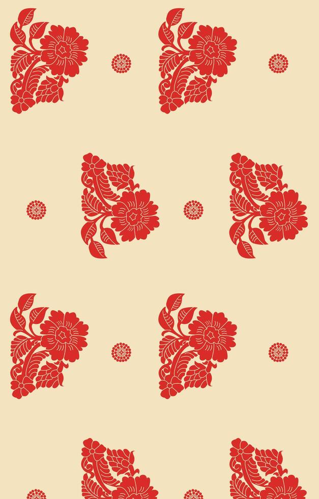 red floral on the beige pattern vector