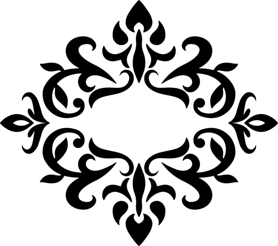 Vintage frame Damask border pattern Stencil vector