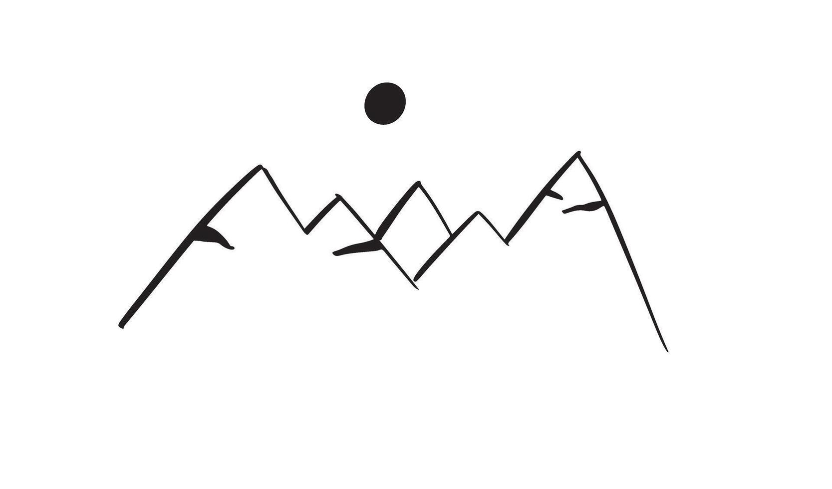 mountain nature art outline drawing hill forest range peak product object adventure abstract mountain sun black color rock line climbing rock art element line graphic label mountain hill engraving vector