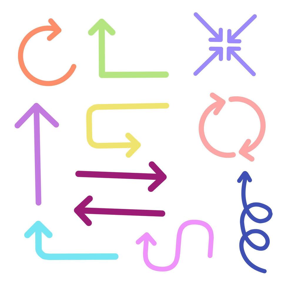 Colorful arrows with different shape vector