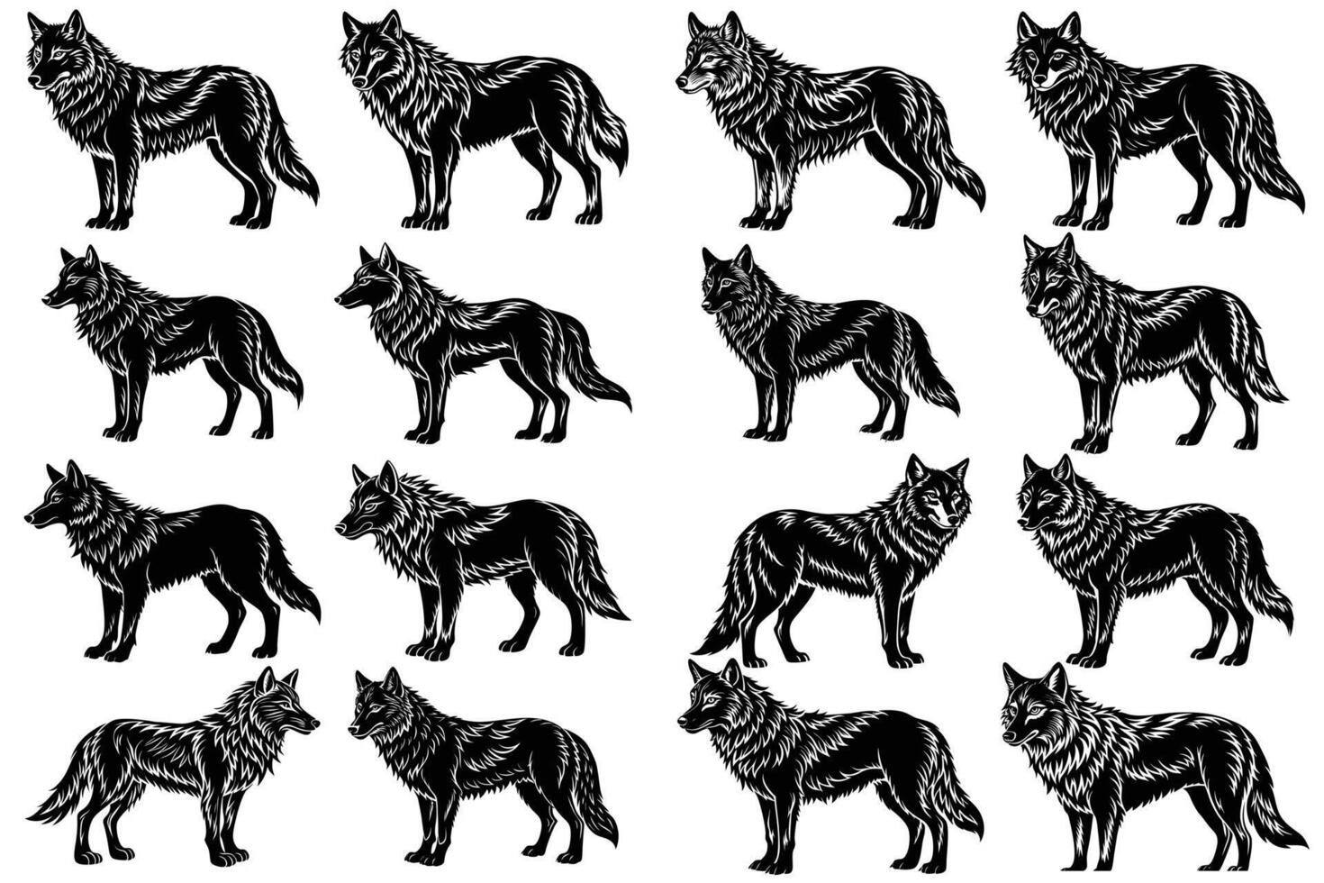 Wolves Outline Collection vector