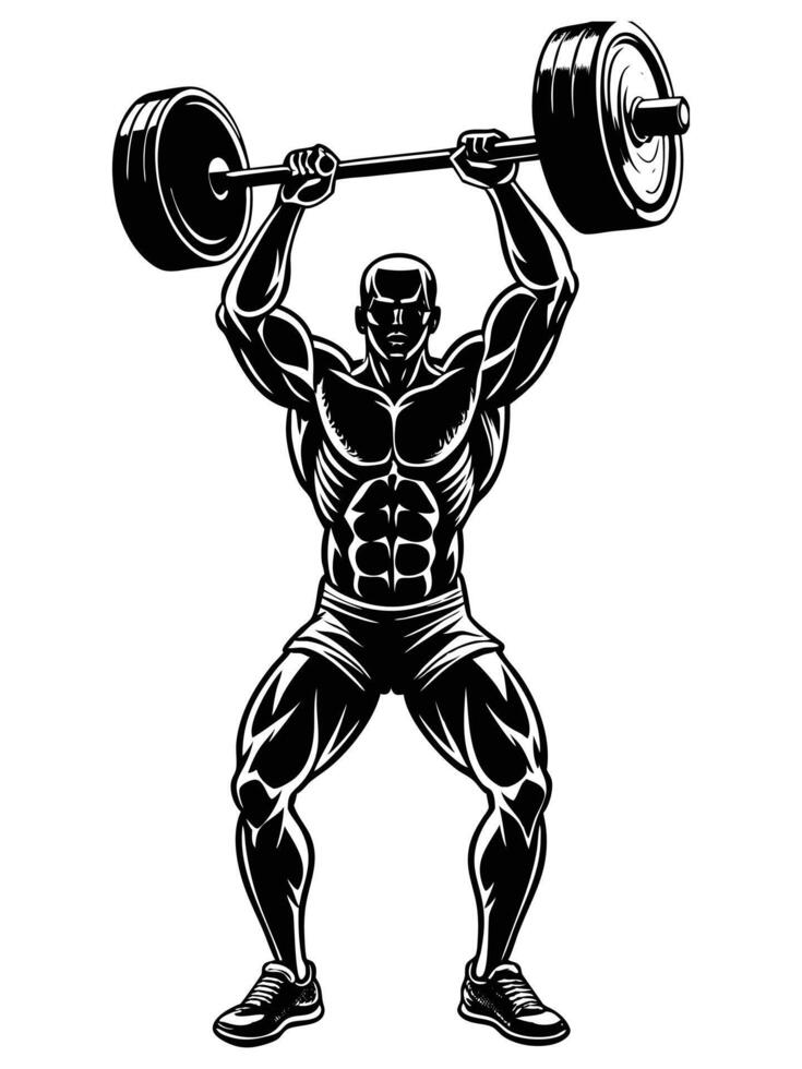weight lifting man silhouette vector