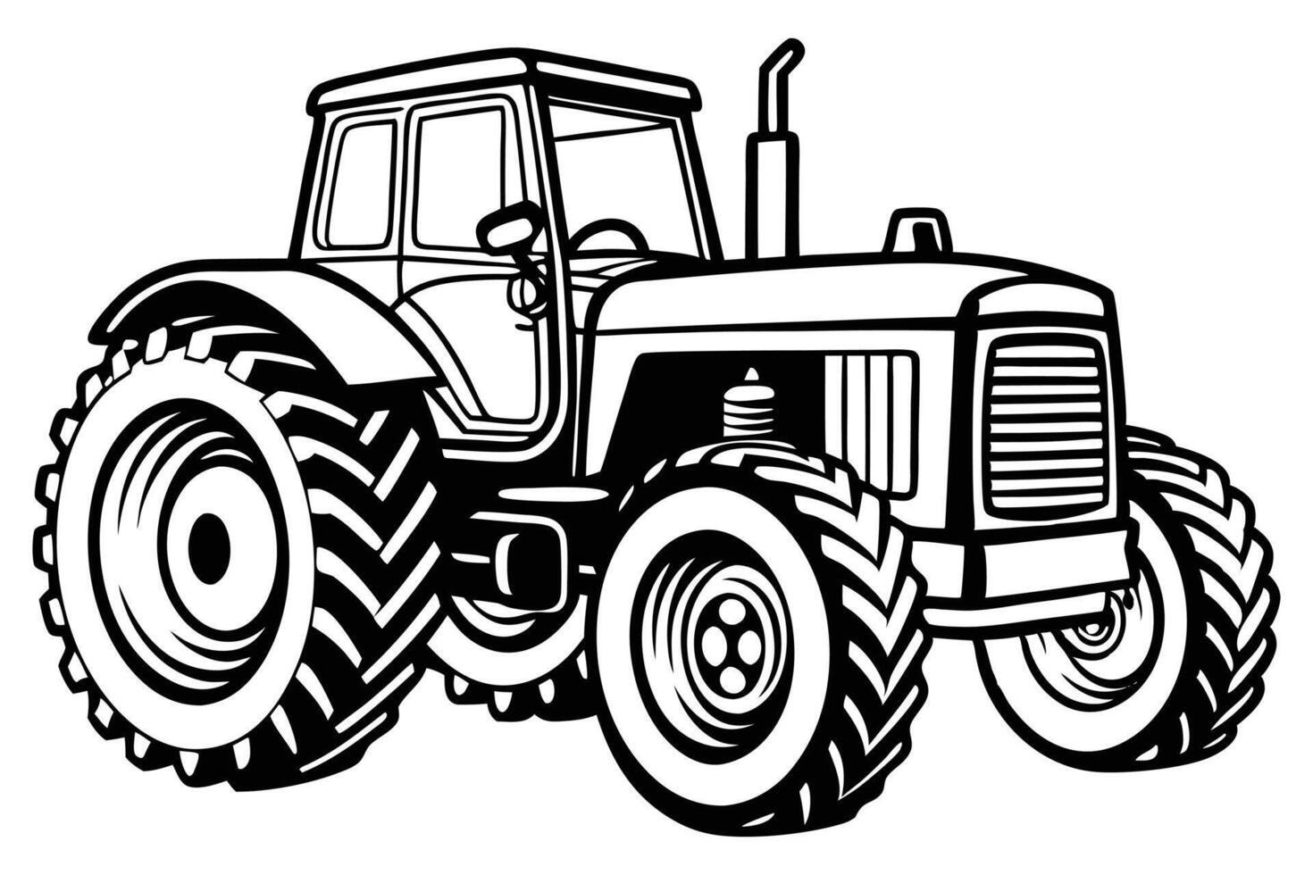 tractor silhouette illustration on a white background, A farm Tractor Silhouette vector