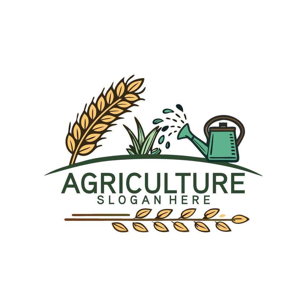 unique landscape agricultures modern agriculture farm landscape and lawn care logo vector