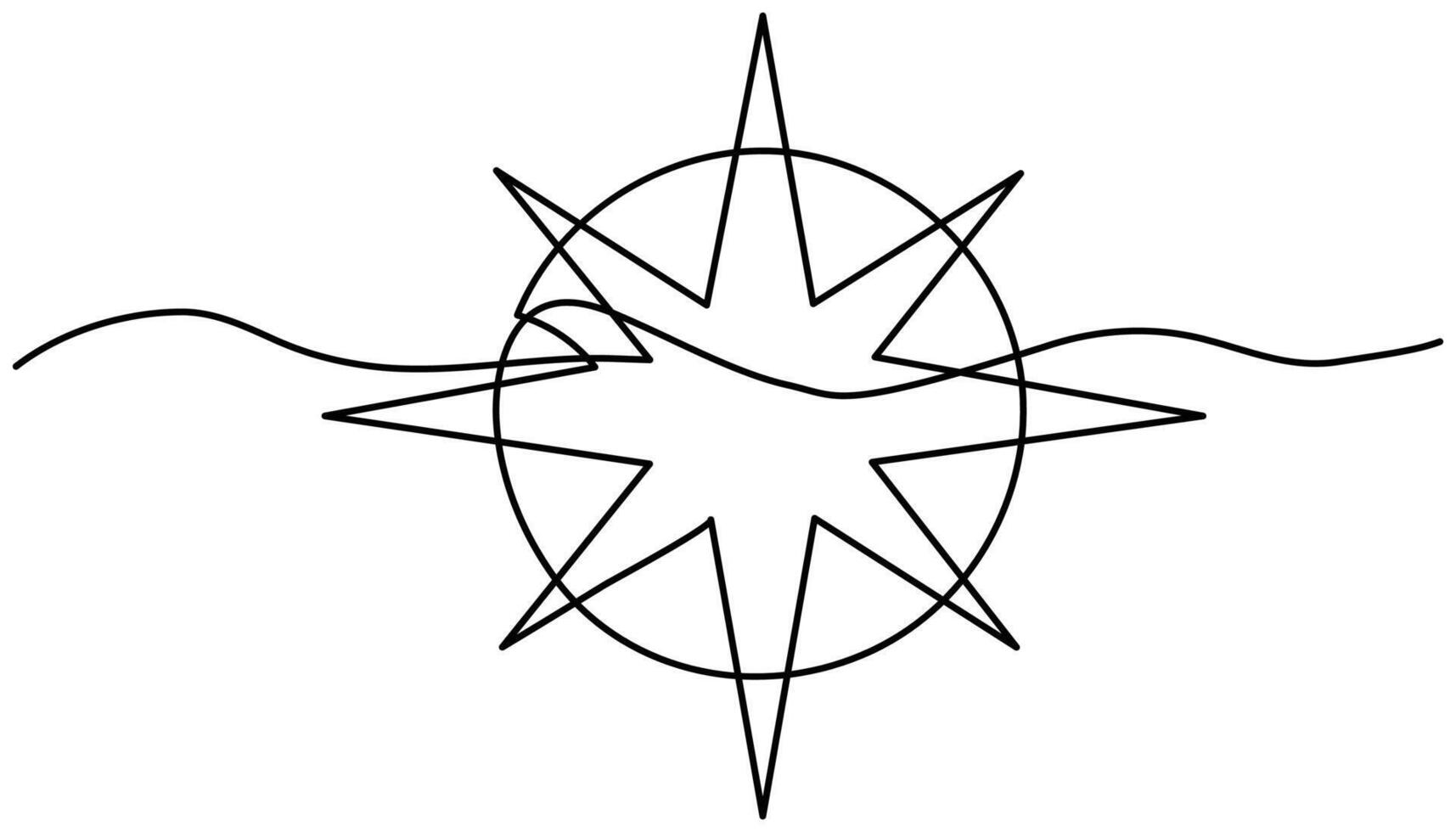 Magnetic traveler compass continuous one line drawing illustration vector