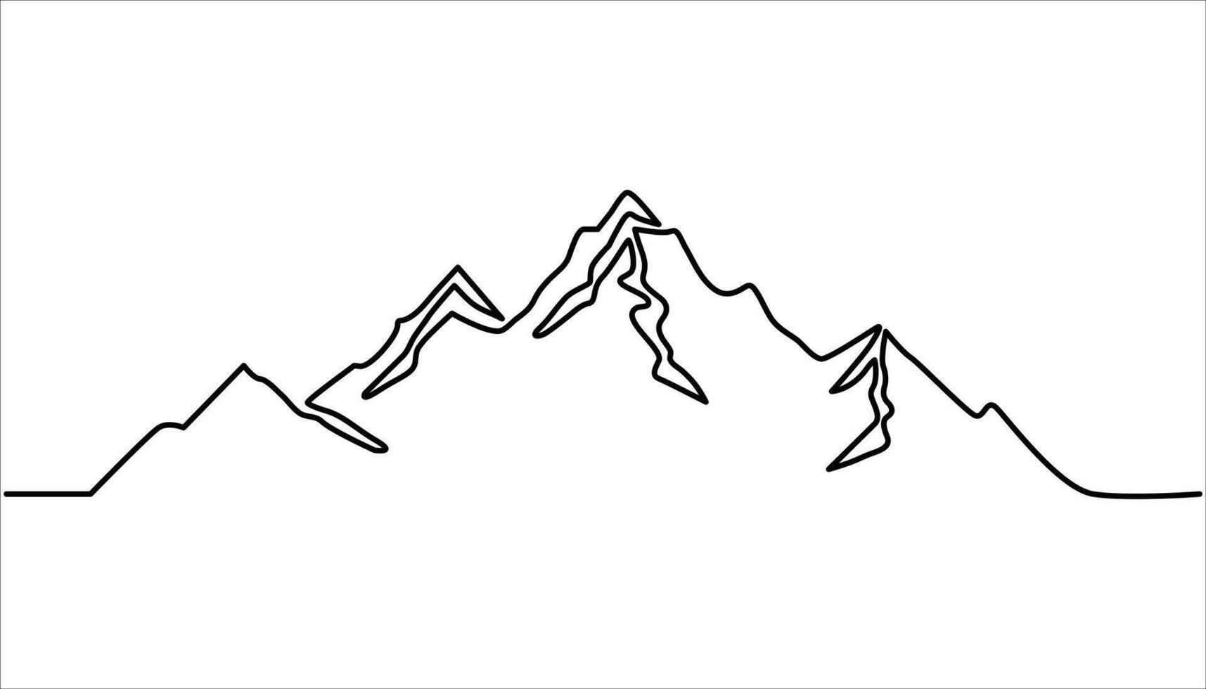 Mountain range continuous one line art drawing illustration vector