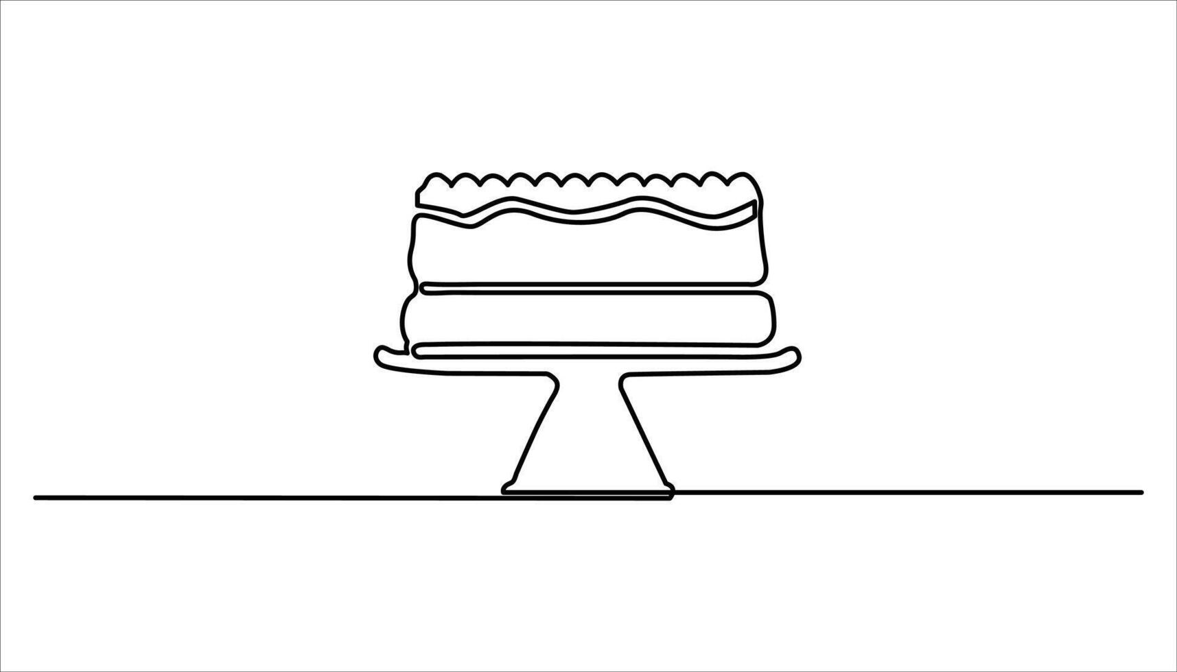 Birthday cake continuous one line art drawing illustration vector