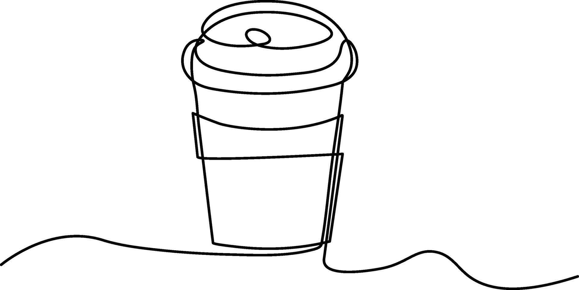 Coffee mug continuous one line drawing. Hand Drawn Symbol vector