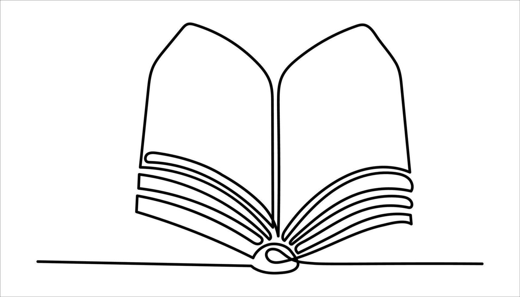 Opened book continuous one line drawing illustration vector