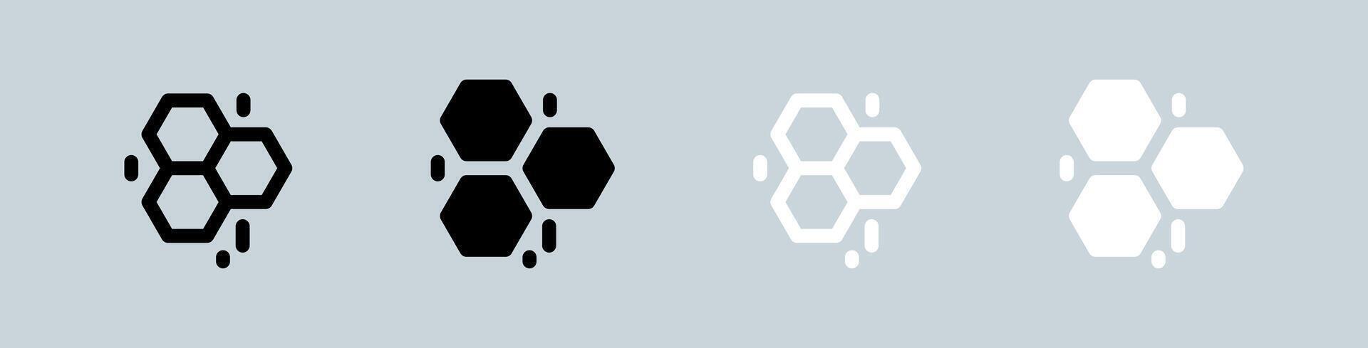 Hive icon set in black and white. Honey signs illustration. vector