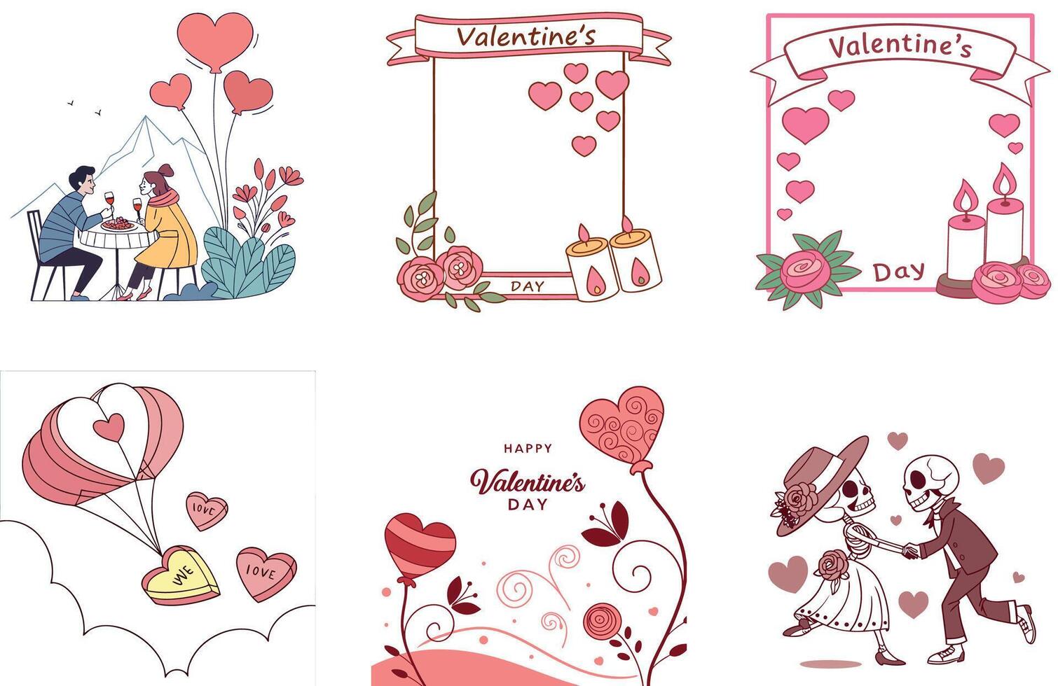 Burning Passion Valentine Bundle - Romantic Image Collection Illustrations vector