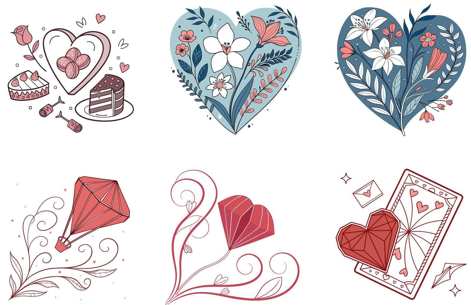 Heart. Light. and Love Valentine Bundle Collection Illustrations vector