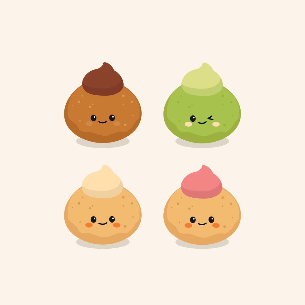 Cute Hand Drawn Colorful Choux Character Illustration vector