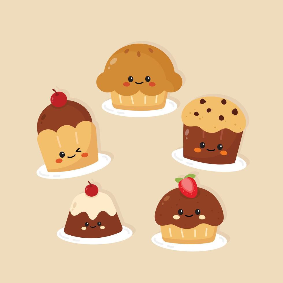 Cute Hand Drawn Cake Character Illustration vector