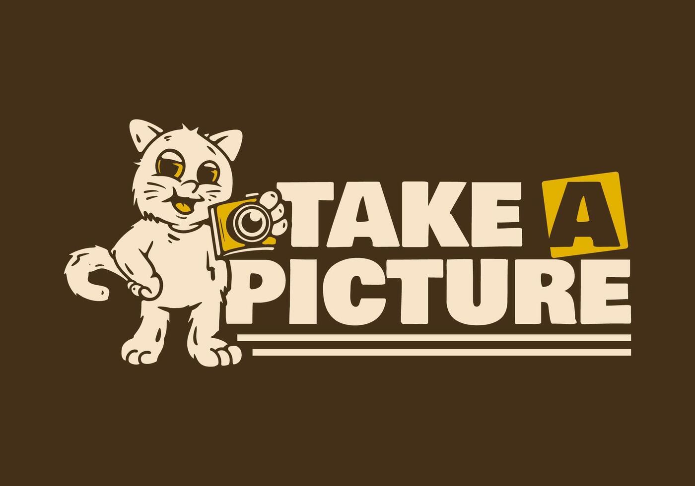 Standing cat mascot character design holding a camera vector