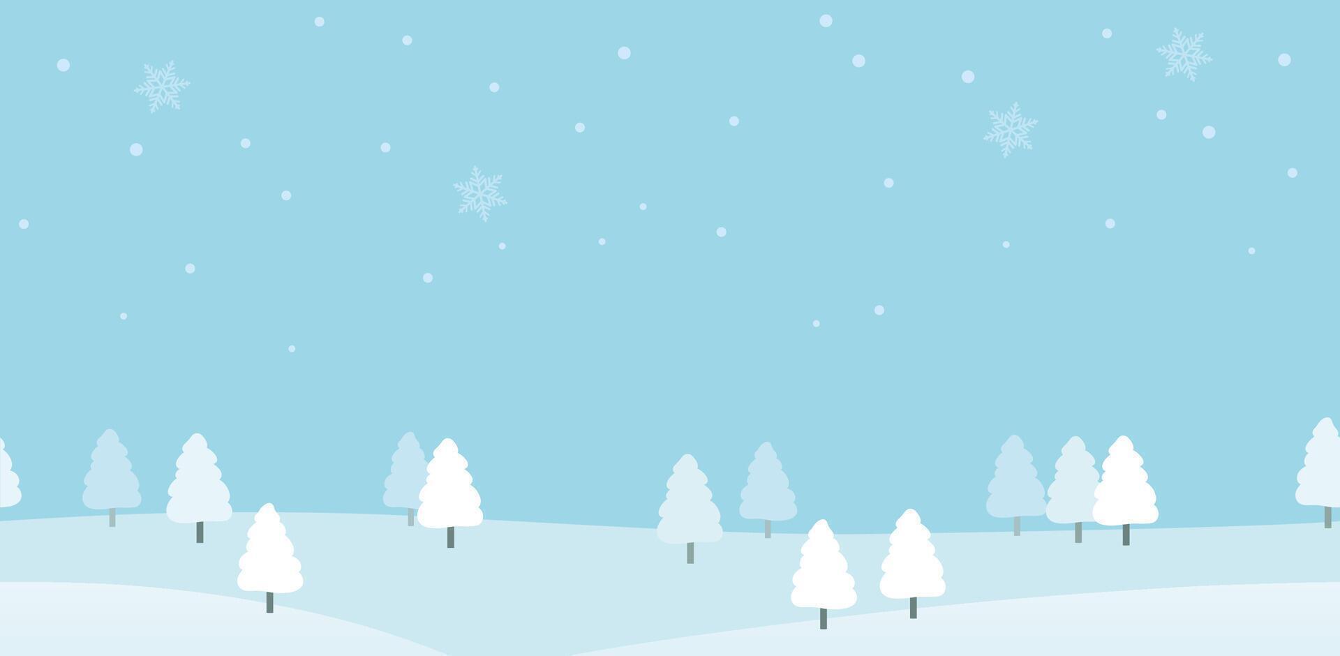 Seamless Flat-Style Landscape In The Wintertime Illustration. Horizontally Repeatable. vector