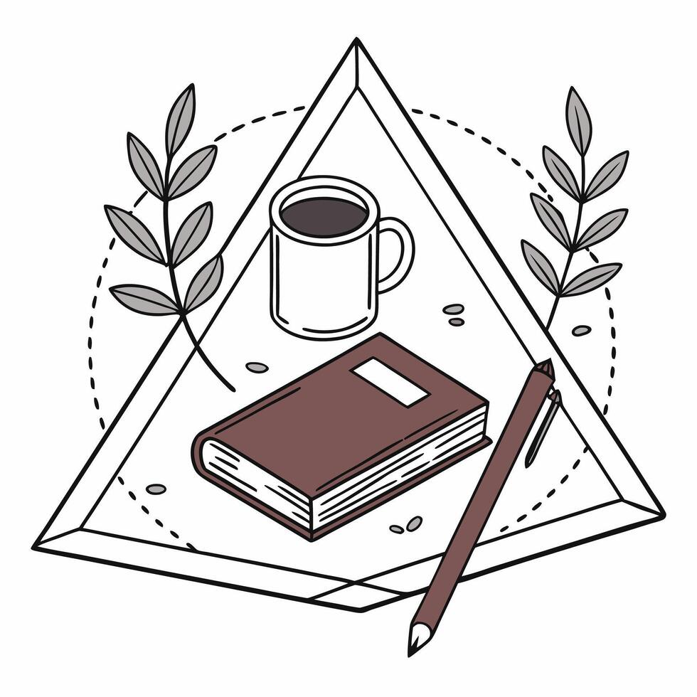 Cup design next to the book vector
