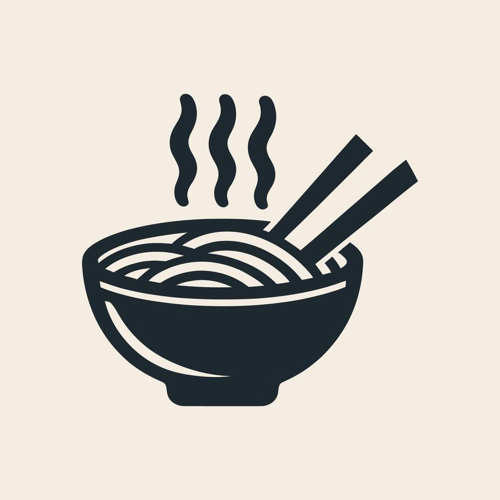 a black and white illustration of a bowl of noodles with chopsticks vector