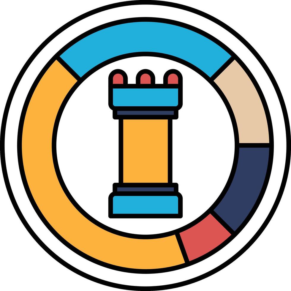 A castle is shown in the center of a circle vector
