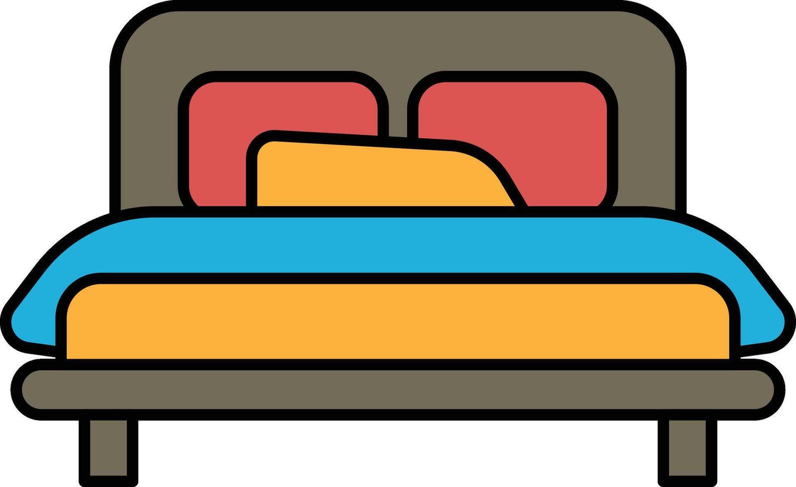 A cartoon bed with a comforter and pillows vector