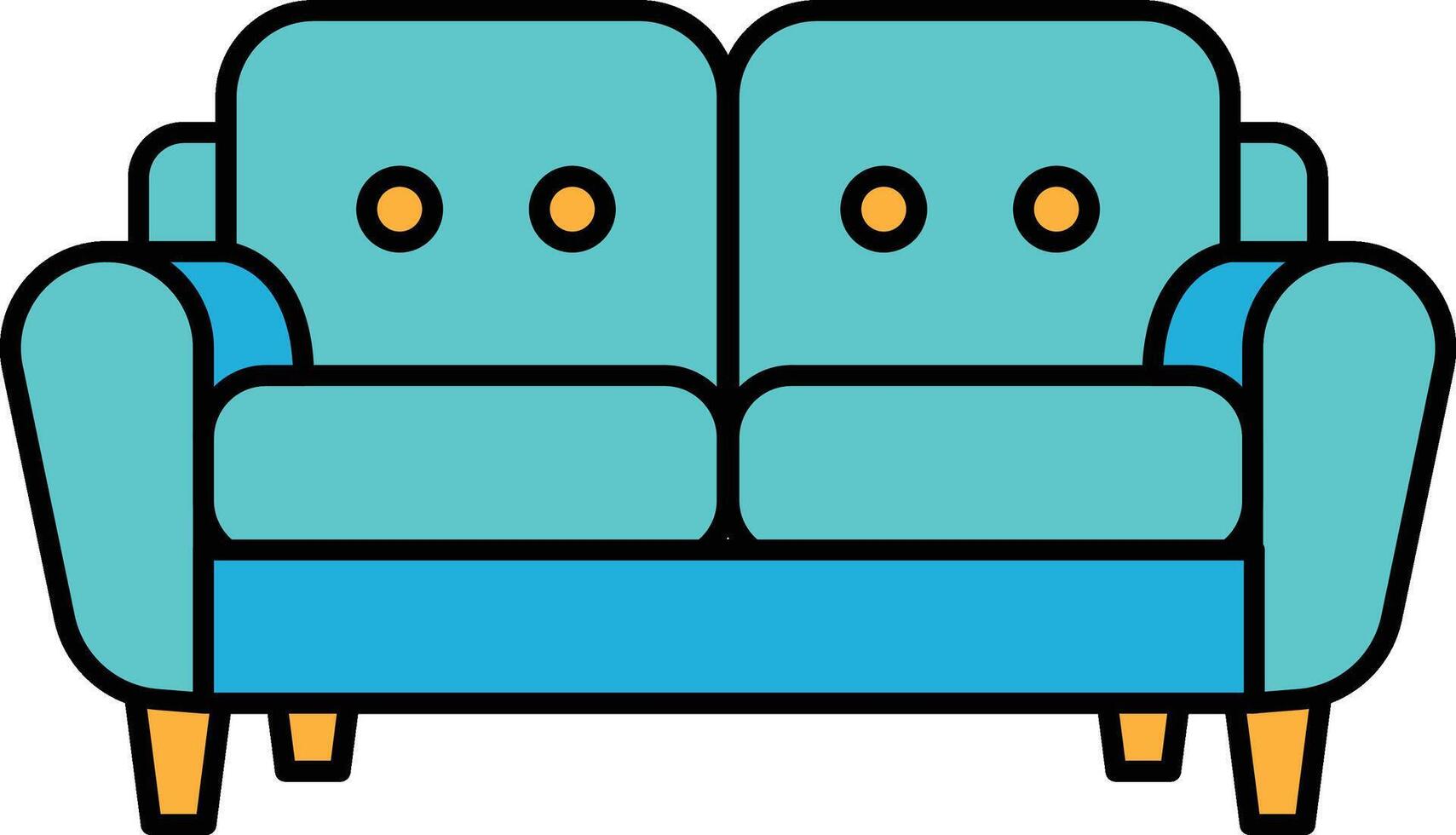A blue couch with orange buttons on the back vector