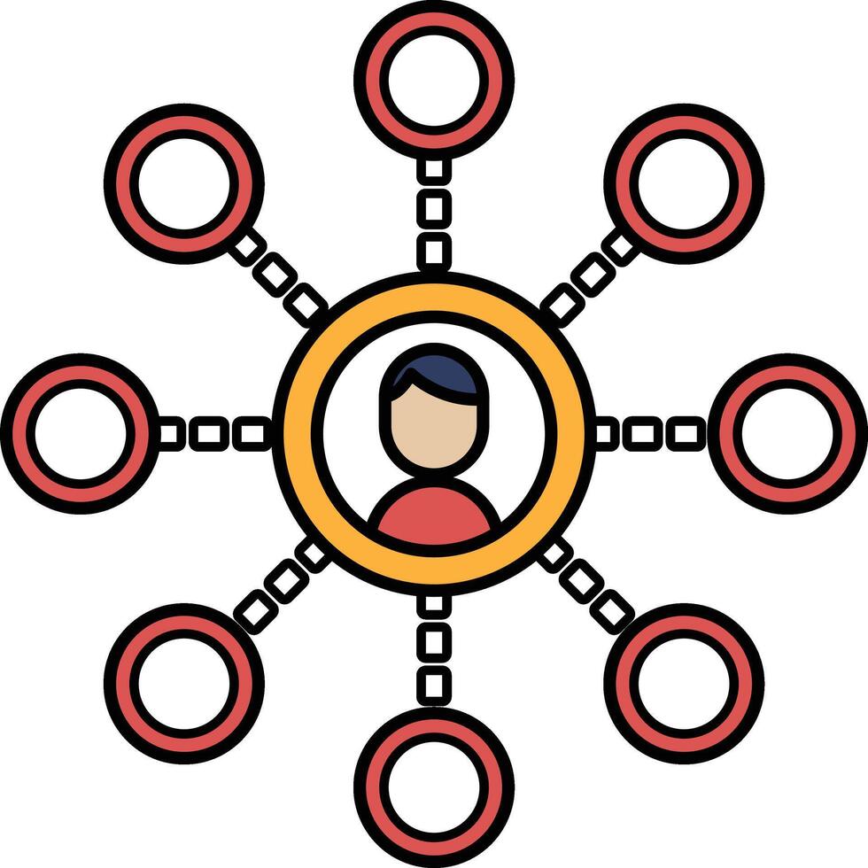 A person is in the center of a circle with many other circles surrounding them vector