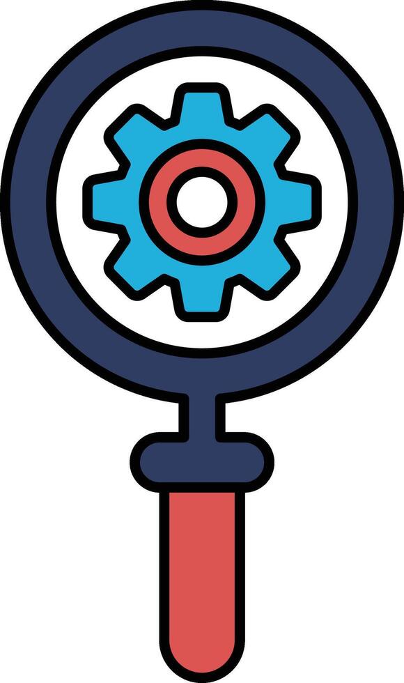 A gear with a magnifying glass in the middle vector