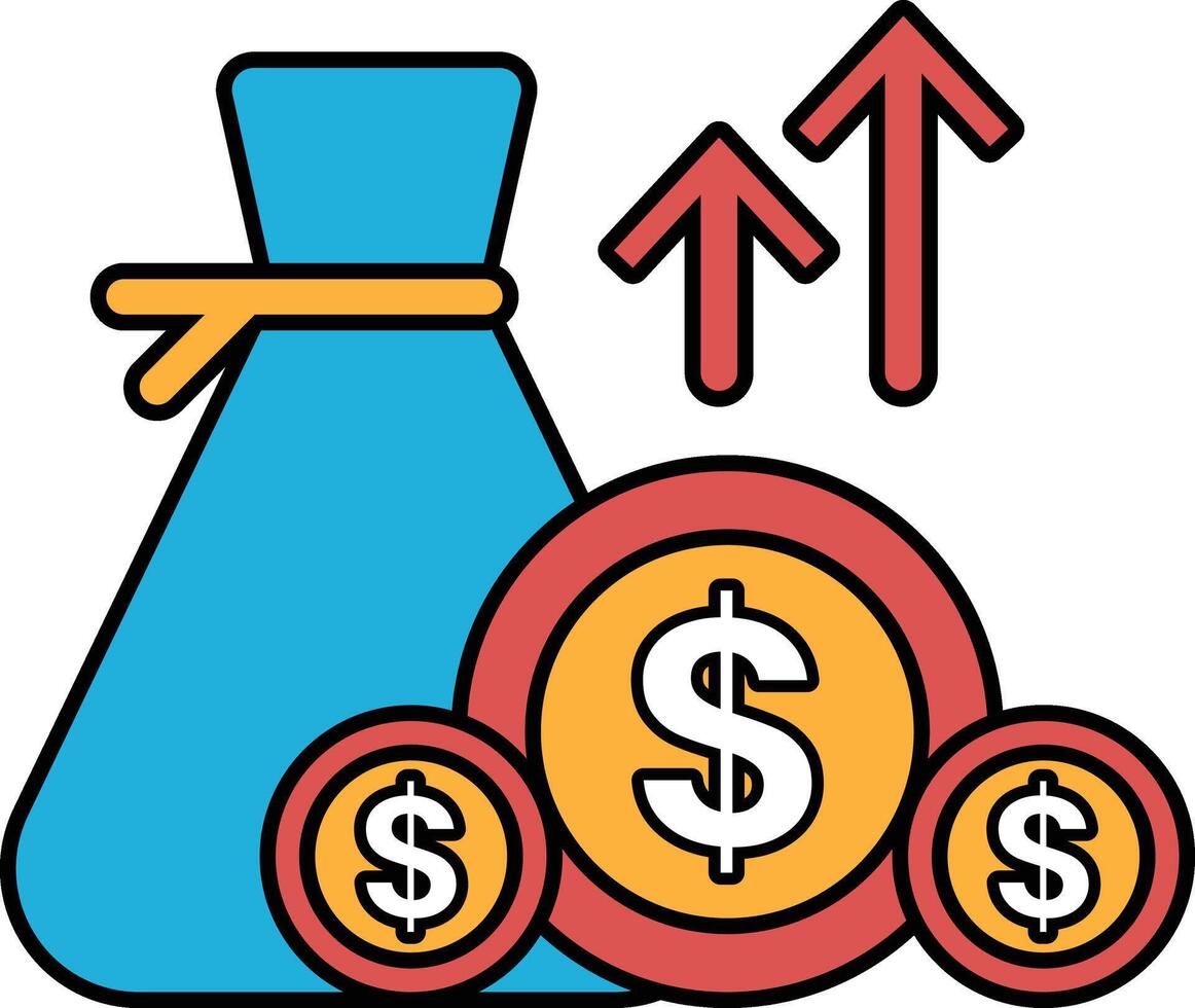 A bag with a bunch of coins and a dollar sign vector