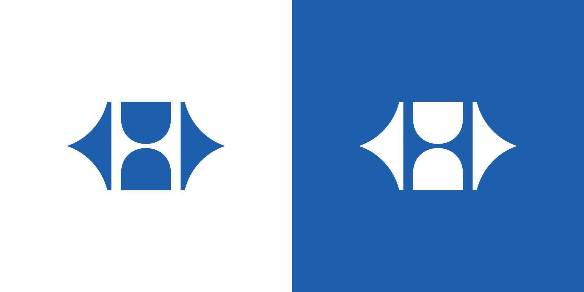 Abstract Blue and White Geometric H Logo Design on Separate Background vector