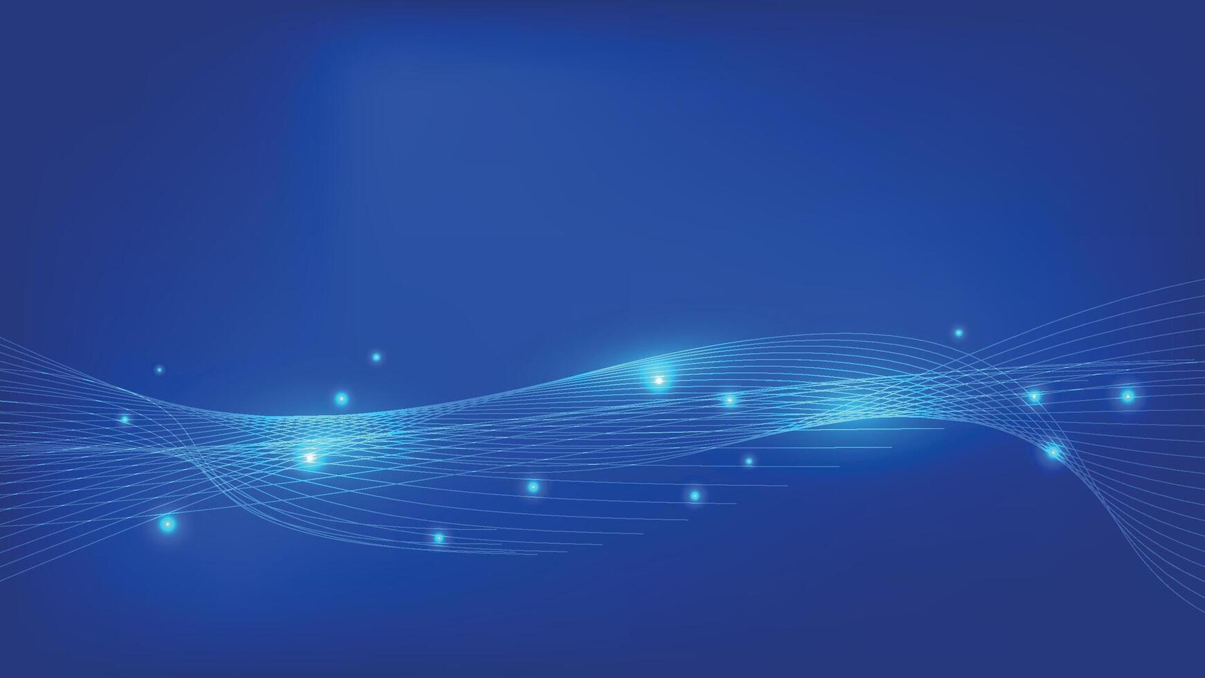 abstract blue background with flowing wave line and glowing light vector