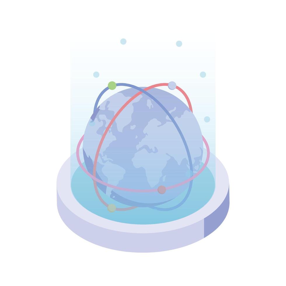 Globe surrounded by network lines, representing global connectivity vector