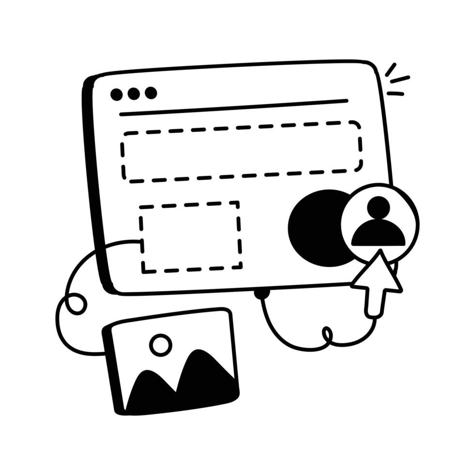 Icon of a web home page layout with design and content elements vector