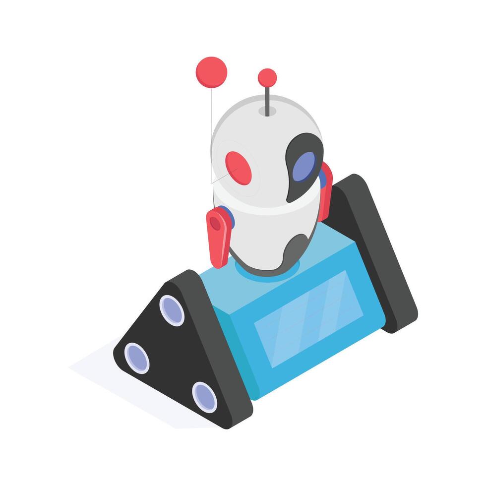 un ojo atrapando isométrica robot de un simpático robot vector