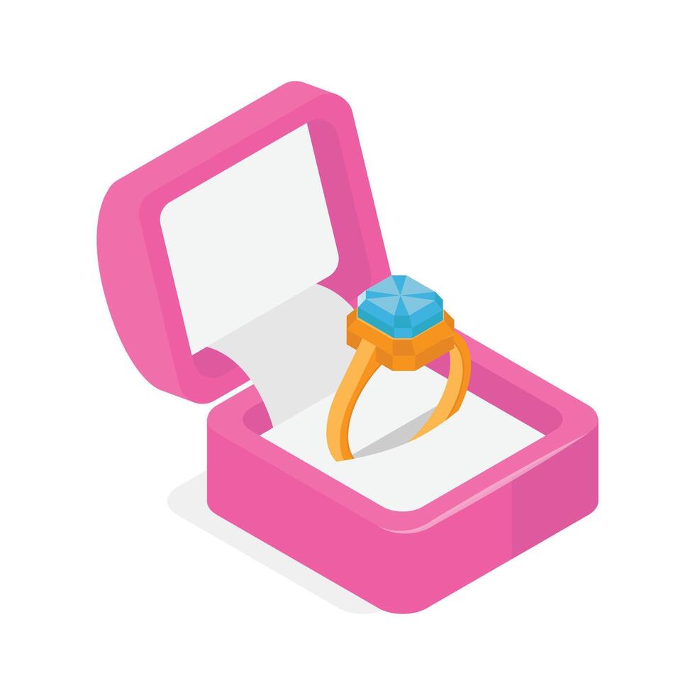 Engagement ring in a box, symbolizing love and commitment. vector