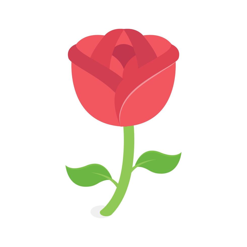 Classic red rose isometric icon symbolizing love and romance. vector