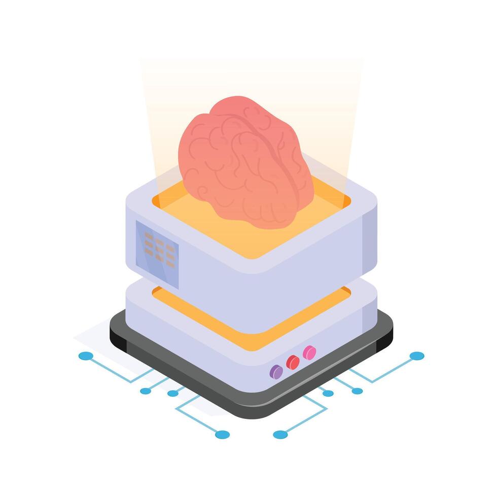 AI, deep learning, and neural networks design, a brain on a machine vector