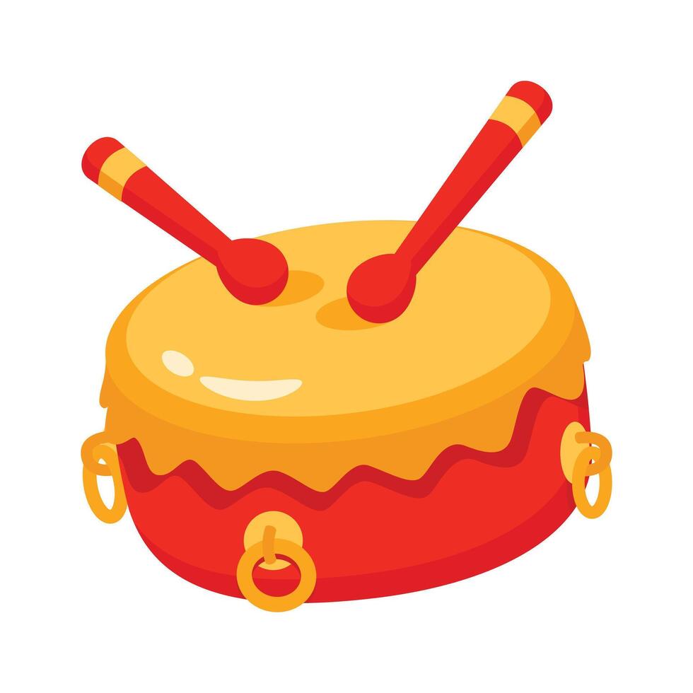 Traditional chinese drum with sticks design, ready for premium use vector