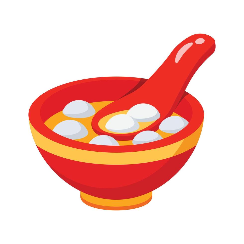 Bowl of Tangyuan, denoting family unity and prosperity during celebrations vector