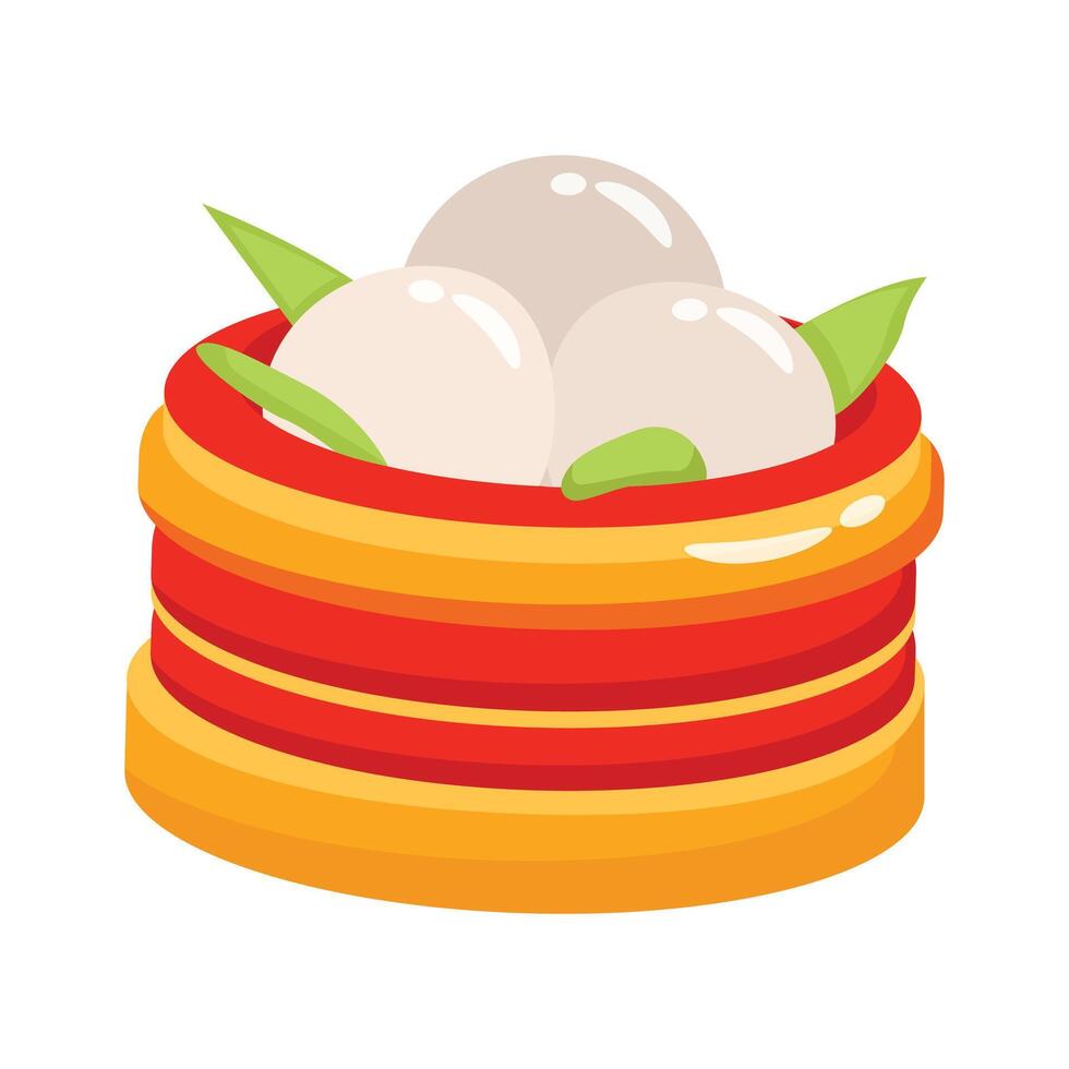 A plate of steamed dumplings symbolizing unity and good fortune vector