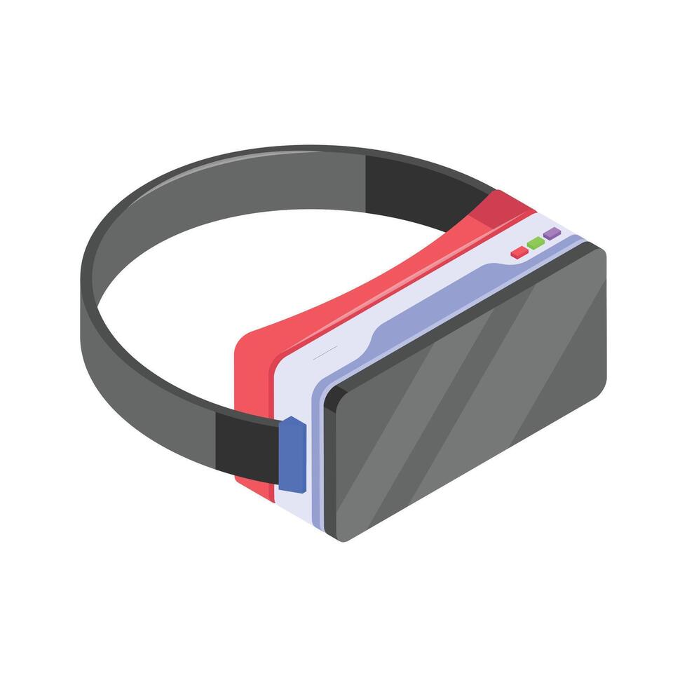 A stylized, isometric illustration of a virtual reality headset. vector
