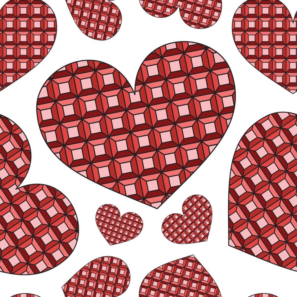 Beautiful seamless pattern background with ornamental linear hearts. Valentine's Day. Decoration of Valentine's Day materials. vector