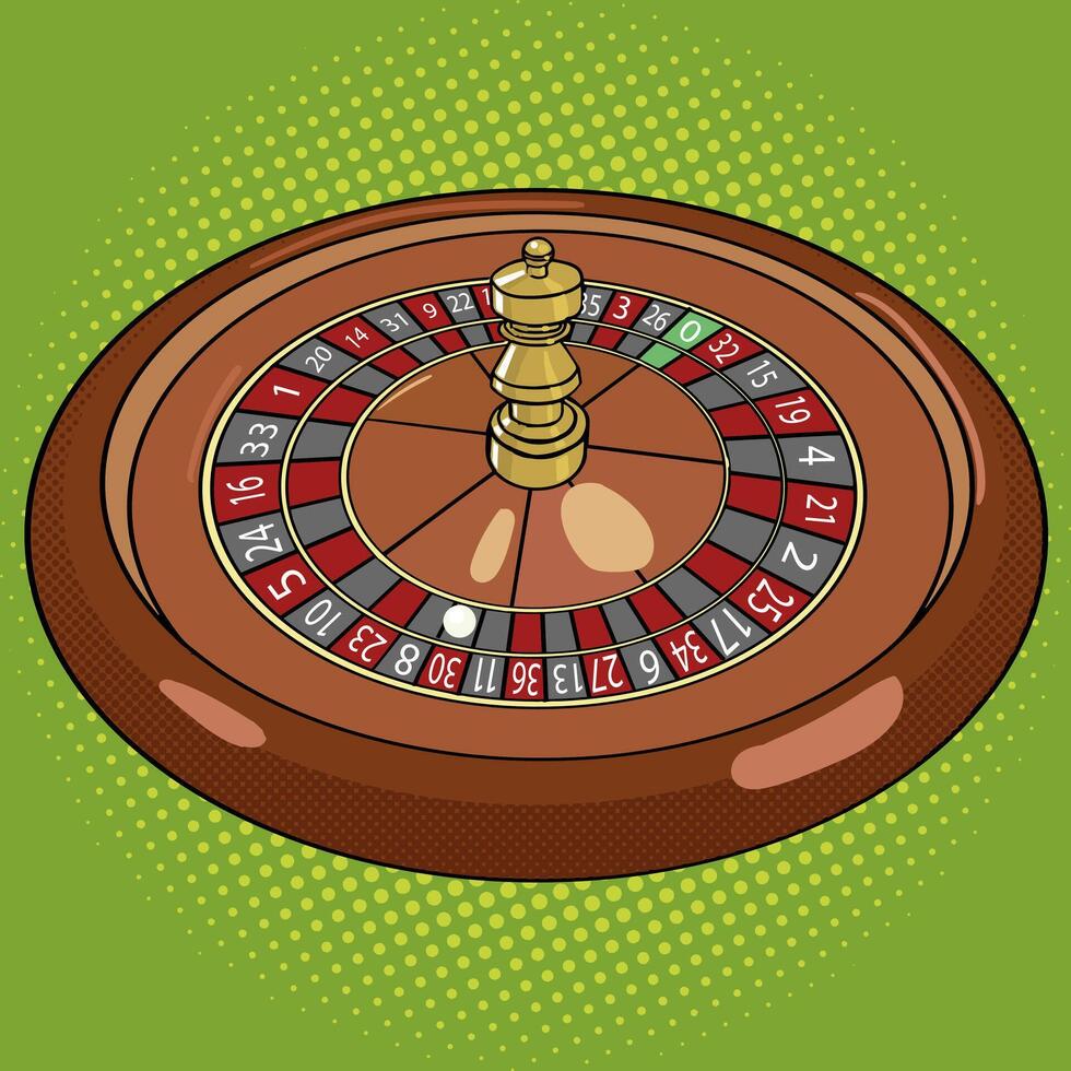 Roulette in casino pop art style illustration. Comic book style imitation. Vintage retro style. Conceptual illustration vector