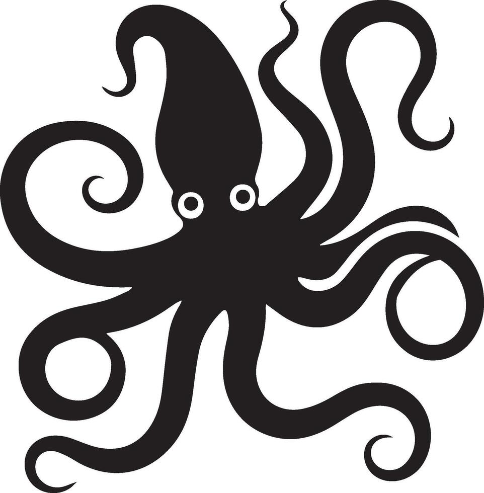 Silhouette of octopus Design element vector