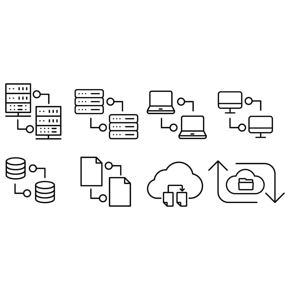 web hosting line icon set, data center symbol collection, web hosting linear pictogram pack. vector