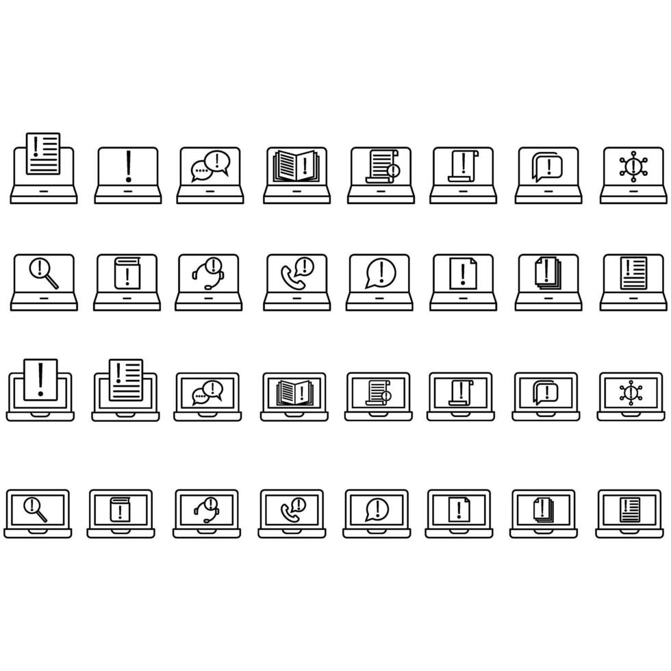 Computer icons set. Outline illustration of computer icons for web design. vector
