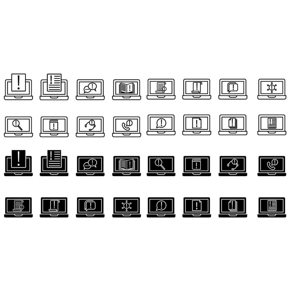 Computer icons. Outline illustration of computer icons for web design. vector