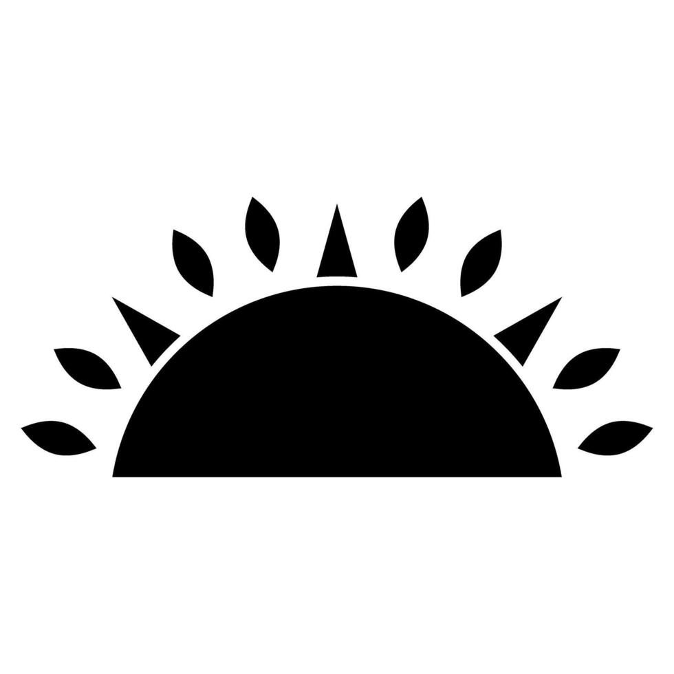 Sun Icon. Flat black symbol. Pictogram is isolated on a white background. Designed for web and software. vector